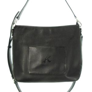 ショルダーバッグ 肩掛け 2way レザー シボ革 ロゴ刻印 黒 ブラック /AH11 GY17