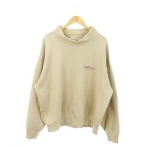 トレーナー スウェット ランドネック 長袖 裏起毛 プリント ロゴ オーバーサイズ L ベージュ /MN1