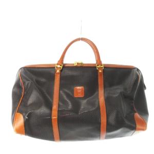 ボストンバッグ 旅行カバン PVC レザー 革 Bロゴ モザイク 茶 ブラウン /CK2 GY17