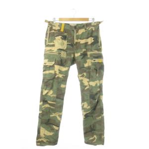 カーゴパンツ ストレート コットン ミリタリー カモフラ 迷彩柄 総柄 L 緑 カーキ /AO9 GY18