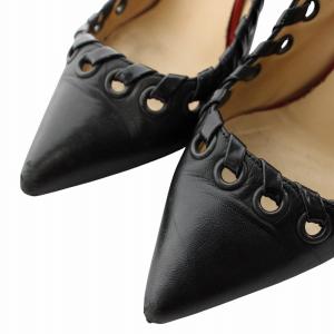 Christian Louboutin パンプス レザー ポインテッドトゥ ピンヒール 編み込み ストラップ 36 23cm 黒 ブラック /XZ