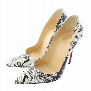 パンプス グラフィティ 総柄 36.5 ホワイト