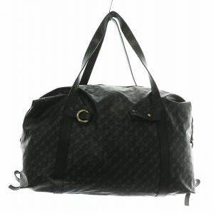 ソフティ SOFTY ボストンバッグ ハンド レザー 総柄 ポーチ付き 黒 ブラック /XZ GY11