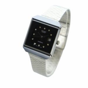 RADO DIASTAR ジャンク品 時計 ウォッチ クォーツ 黒文字盤 デイト カレンダー付き ラインストーン