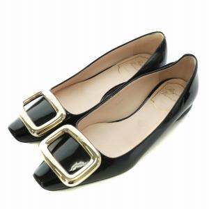 メタルバックル レザー バレリーナ 35