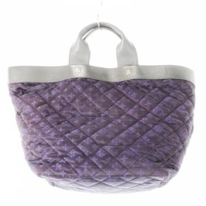 russet トートバッグ ハンドバッグ ナイロン キルティング レザー 革 ロゴモノグラム 総柄 紫 パープル /CK25