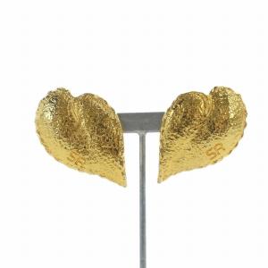 ヴィンテージ イヤリング アクセサリー クリップ式 両耳用 ロゴ 葉 リーフ ゴールドカラー 金色 GY18