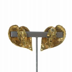 SONIA RYKIEL ヴィンテージ イヤリング アクセサリー クリップ式 両耳用 ロゴ 葉 リーフ ゴールドカラー 金色 GY18