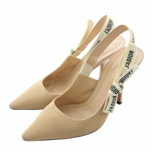 J'ADIOR パンプス スリングバック メッシュ ポインテッドトゥ ヒール ストラップ ロゴ 35.5