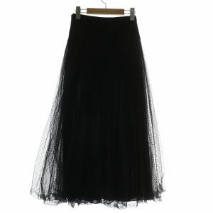 Christian Dior 24SS ドットプリーツプリュムティチュールスカート 38 ブラック