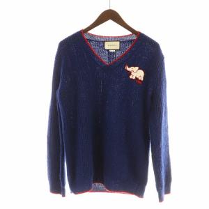 ニット セーター Vネック S ネイビー