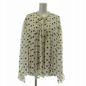 22SS ブラウス シルク ドット 34 ホワイト ブラック