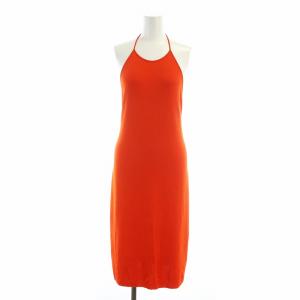 20SS カラードレス ワンピース バックレス ホルターネック ロング 36 XS オレンジ 616993