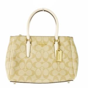 ハンドバッグ 2way ショルダーバッグ レザー 革 シグネチャー ロゴ ベージュ F67027 /AO19