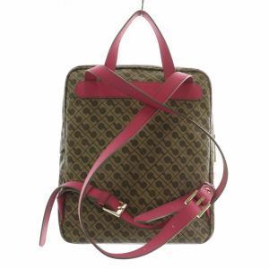 GHERARDINI SOFTY ソフティ リュックサック バックパック デイバッグ レザー 総柄 ロゴ 茶色 ブラウン ピンク