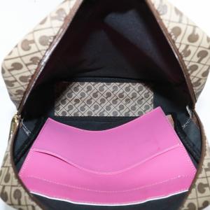 GHERARDINI SOFTY ソフティ リュックサック バックパック デイバッグ レザー 総柄 ロゴ 茶色 ブラウン ピンク