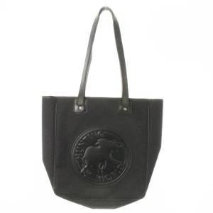 トートバッグ 肩掛け キャンバス レザー ビッグロゴ 黒 ブラック /AO17 GY13