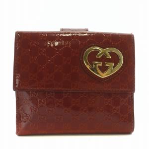 財布 二つ折り エナメル レザー Wホック シグネチャー 総柄 ハート ロゴ ゴールド金具 ピンク 245727・493075