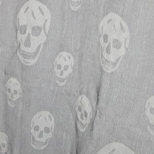 Alexander McQueen スカーフ 大判 シアー 透け感 シルク 絹 スカル ドクロ 総柄 ロゴ グレー /CK18 GY18