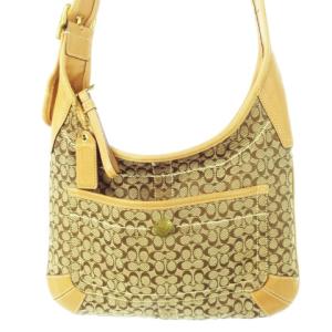 ショルダーバッグ キャンバス レザー 革 シグネチャー ロゴ 茶 ブラウン 10775 /CK16 GY18