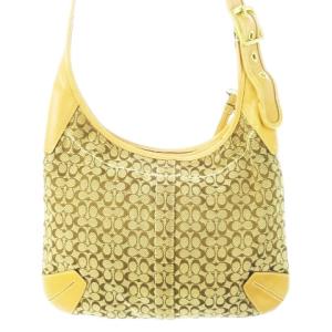 COACH ショルダーバッグ キャンバス レザー 革 シグネチャー ロゴ 茶 ブラウン 10775 /CK16 GY18