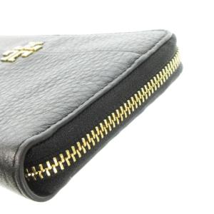 TORY BURCH 長財布 ロングウォレット 小銭入れあり ラウンドファスナー レザー 革 シボ革 ロゴ 黒 ブラック /CK25