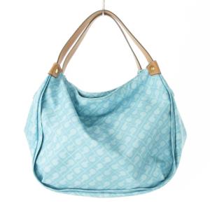 ハンドバッグ ソフティ レザー 革 ロゴ 総柄 青 ブルー サックス /CK14 GY18