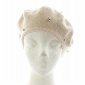 イタリア製 ベレー帽 カシミヤ スタッズ M ベージュ