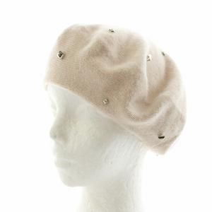 HERMES イタリア製 ベレー帽 カシミヤ スタッズ M ベージュ