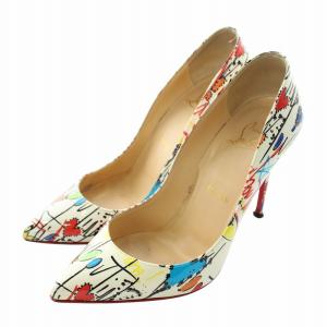 パンプス エナメル ポインテッドトゥ ピンヒール グラフィティ 総柄 36 23cm マルチカラー /XZ