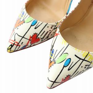 Christian Louboutin パンプス エナメル ポインテッドトゥ ピンヒール グラフィティ 総柄 36 23cm マルチカラー /XZ