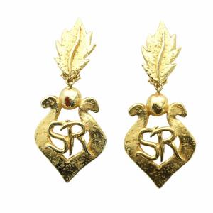 ヴィンテージ イヤリング アクセサリー 両耳用 クリップ式 ロゴ ゴールド色 GY18 /MQ