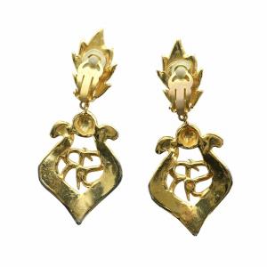 SONIA RYKIEL ヴィンテージ イヤリング アクセサリー 両耳用 クリップ式 ロゴ ゴールド色 GY18 /MQ