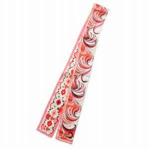 Emilio Pucci スキニースカーフ ストール 絹 シルク ロゴ 総柄 赤 レッド ピンク /XZ GY17