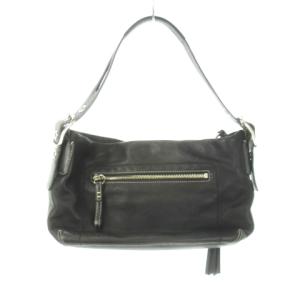 COACH ハンドバッグ ワンショルダー 肩掛け レザー タッセル シルバー金具 黒 ブラック 1417 /AH15