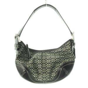 ハンドバッグ ワンハンドル キャンバス レザー 革 シグネチャー 黒 ブラック 6351 /CK13 GY18