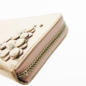 ANTEPRIMA 長財布 ロングウォレット 小銭入れあり ラウンドファスナー レザー 革 ハク フラワーモチーフ ラインストーン