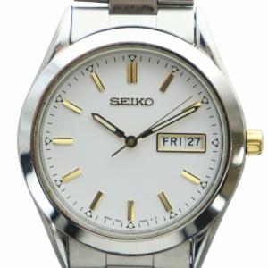 腕時計 ウォッチ クォーツ デイト カレンダー付き 白文字盤 ロゴ シルバー色 7N43-9080 GY11