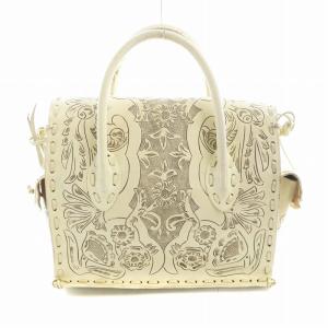 GRACE CONTINENTAL カービングトライブス ハンドバッグ トート ロゴ 花柄 レザー 総柄 アイボリー GY11 /MQ