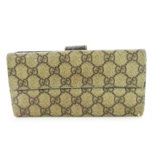GUCCI 長財布 ロングウォレット 小銭入れあり PVC レザー 革 GG柄 総柄 ロゴ 茶 ブラウン 115046･2149