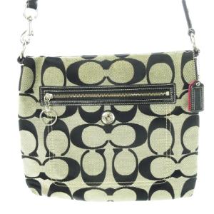 ショルダーバッグ キャンバス レザー 革 シグネチャー ロゴ グレー 黒 ブラック F14869 /CK18