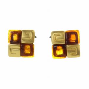 ヴィンテージ イヤリング アクセサリー 両耳用 クリップ式 4Gロゴ スクエア ゴールドカラー 金色 GY11