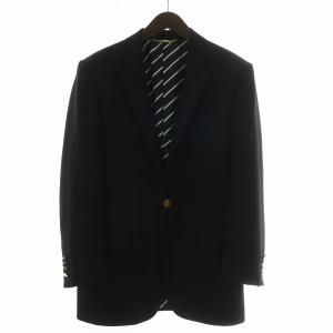 テーラードジャケット ウール シングル 1B 総裏地 裏地ストライプ センターベント 肩パッド 48 M