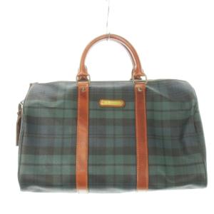 ボストンバッグ 旅行カバン レザー ブラックウォッチ チェック柄 緑 グリーン /AH7 GY18