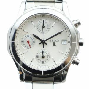 ルキア LUKIA 腕時計 ウォッチ クォーツ 白文字盤 クロノグラフ カレンダー付き ロゴ シルバー色