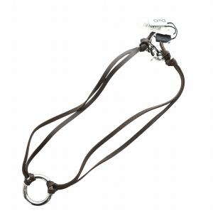 ネックレス タグ付き アクセサリー ペンダント レザー ロゴ リング 茶 ブラウン GY18 /MQ
