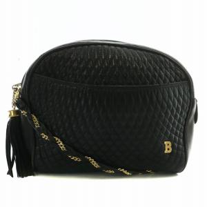 ショルダーバッグ レザー キルティング タッセル ロゴ ゴールド金具 黒 ブラック /XZ GY11