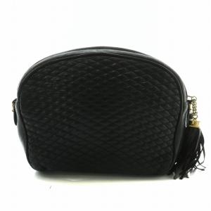 BALLY ショルダーバッグ レザー キルティング タッセル ロゴ ゴールド金具 黒 ブラック /XZ GY11