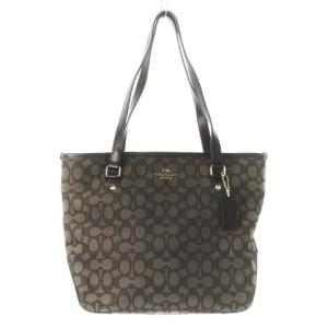 トートバッグ ハンドバッグ キャンバス レザー 革 シグネチャー ロゴ 黒 ブラック F58282 /CK12