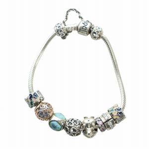 PANDORA ブレスレット アクセサリー バングル ロゴ ラインストーン ビーズ Silver925 シルバー色 GY18